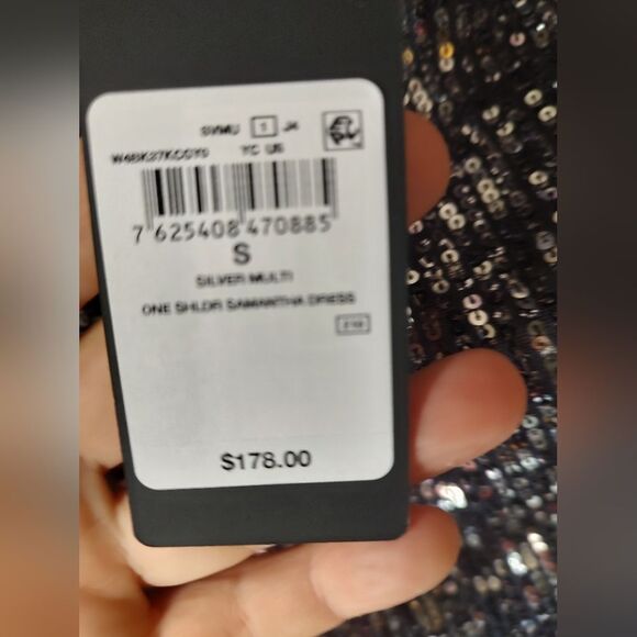 Guess Silver Ombre One Shoulder Sequin Mini Dress Sze S NWT Party Cocktail Dress - Picture 5 of 10